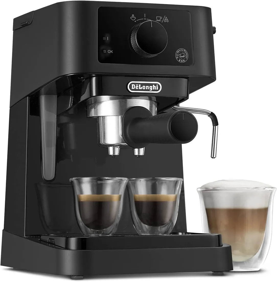 De'Longhi Stilosa - Cafetera Espresso Manual con Espumador Manual Negro | Cafetera Compacta, Espresso y Cappuccino, Café Molido o Monodosis ESE, Depósito de 1L, Caldera de Acero Inoxidable, EC235.BK foto 2