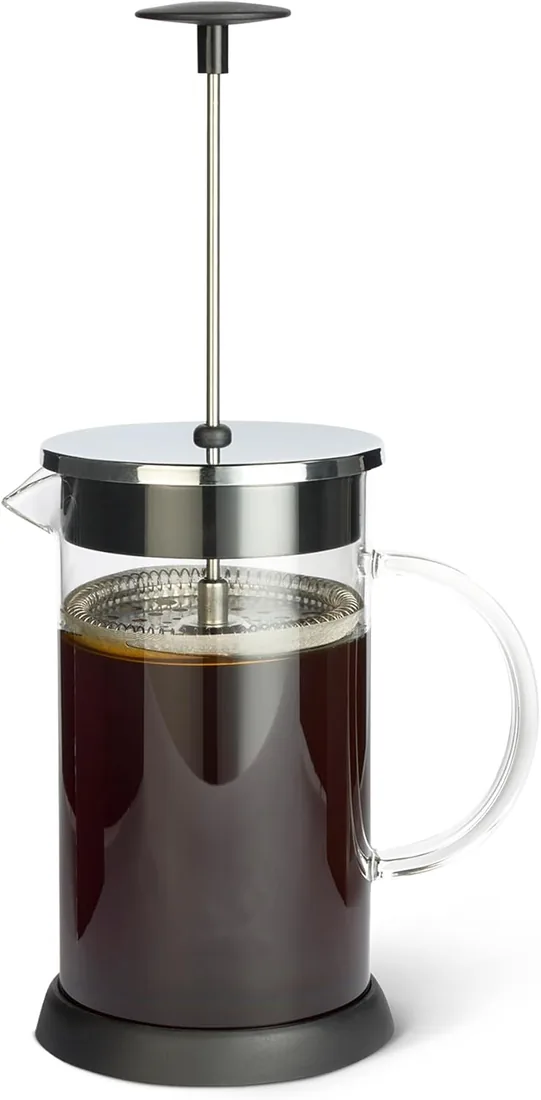 Amazon Basics Cafetera Francesa, 0,97L, Vidrio de Borosilicato, Libre de BPA, Piezas Desmontables Aptas para Lavavajillas