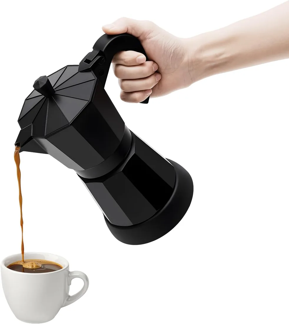 Cafetera Italiana Eléctrica 300 ml de Aleación de Aluminio 480 W con Extracción por Presión de Vapor Cafetera Moka para Café Intenso con Crema para Hogar Oficina Cafetería