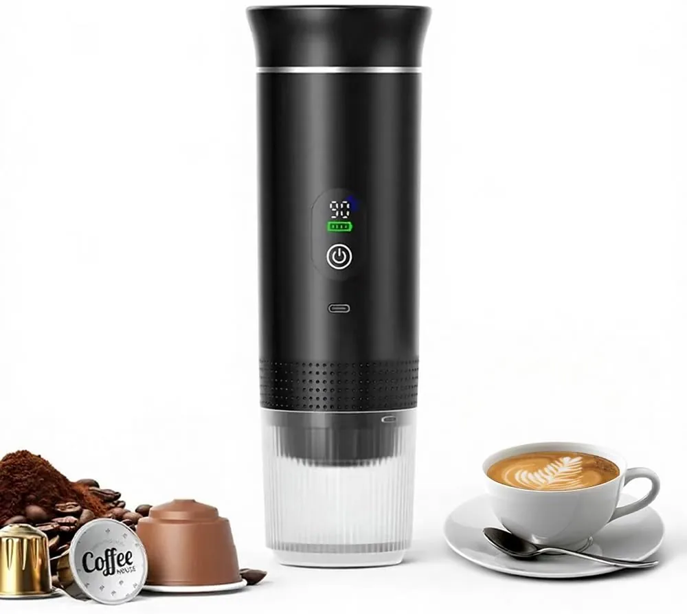 Cafetera Portátil Espresso con Calentamiento Rápido | USB-C | Máquina de Café Portátil Automática 3 en 1 muy fácil de usar | Ideal para Viajes, Oficina y Camping (PRO 80ML LED)