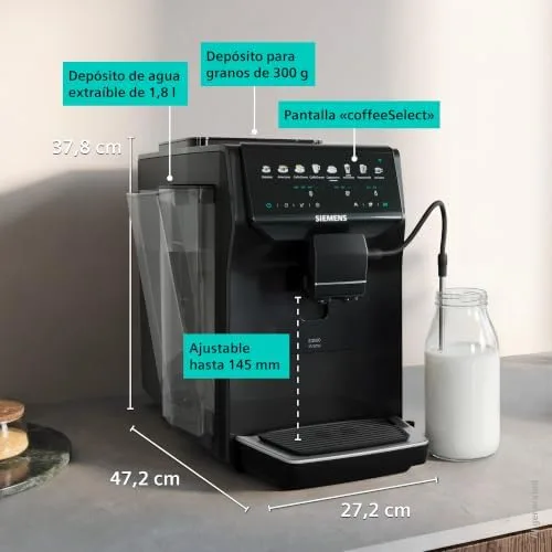 Siemens EQ500 TP553E19 Cafetera Superautomática con App foto 3