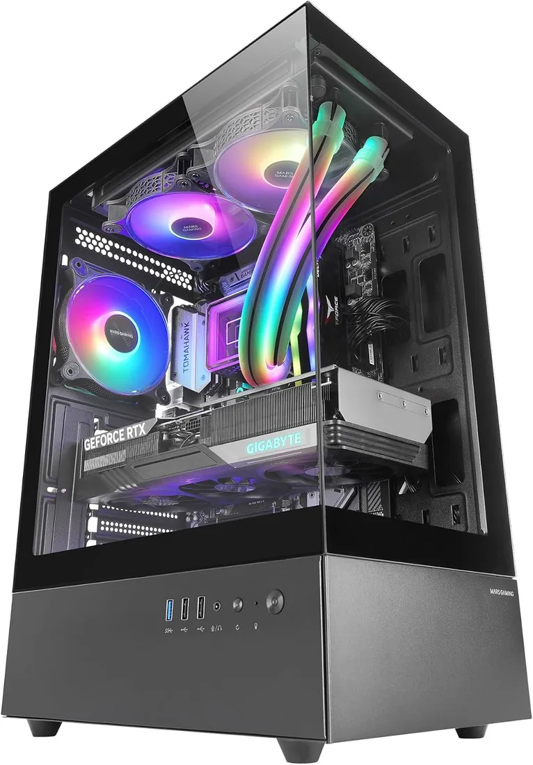 Mars Gaming MC-XO, Caja Gaming ATX, Doble Cristal Templado Continuo, Ventilador FRGB 120mm, Sistema de Refrigeración SIDECOOL, Semitorre PC con Diseño de Doble Cámara, Amplia Capacidad Interna, Negro foto 2
