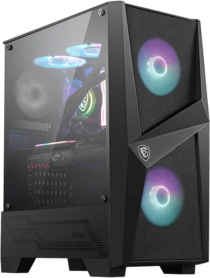MSI mag Forge 100R – Torre Gaming ATX con 2 Ventiladores ARGB, Panel Frontal Mesh, Cristal Templado, Alto Flujo de Aire, Compatible con Refrigeración Líquida – Caja PC Gaming foto 3
