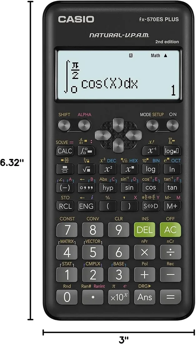 Casio FX-570ES Plus-2 - Calculadora Científica, 417 Funciones, 11 x 77 x 162 mm Negro foto 2
