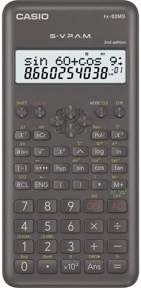 Casio FX-82MS-2-S-ET-B, Calculadora Científica, 1, Gris Oscuro