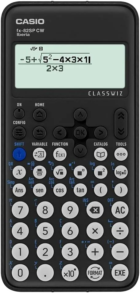 Casio FX-82SP CW - Calculadora Científica, Recomendada para el Curriculum Español y Portugués, 5 Idiomas, más de 300 Funciones, Color Gris Oscuro