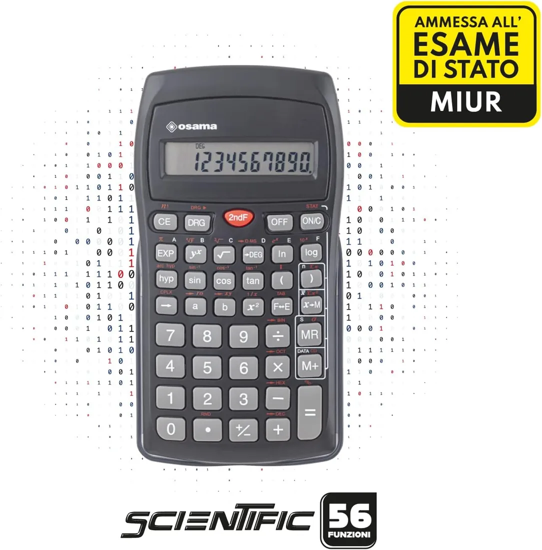 Osama - Calculadora Científica con 56 Funciones y Batería Incluida (L1130) | Escuela y Oficina, 10 Cifras Mantissa y 2 Exponente, Material Escolar y Papelería con Funda Rígida Corredera, Negro foto 2