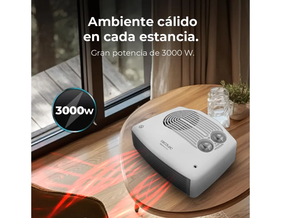 Cecotec Calefactor Eléctrico Bajo Consumo ReadyWarm 3000 Horizon White. Termoventilador, 3000W, 2 Niveles de Potencia, Termostato Ajustable, Uso Fácil e Intuitivo, Sistema Autoapag foto 2
