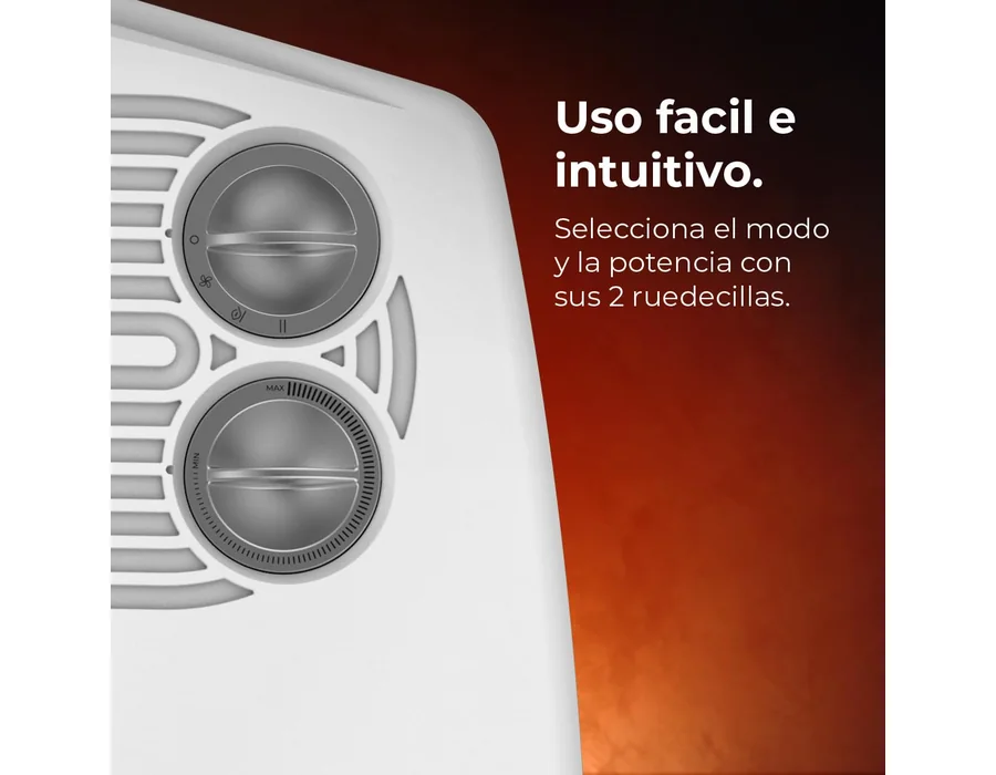 Cecotec Calefactor Eléctrico Bajo Consumo ReadyWarm 3000 Horizon White. Termoventilador, 3000W, 2 Niveles de Potencia, Termostato Ajustable, Uso Fácil e Intuitivo, Sistema Autoapag foto 3