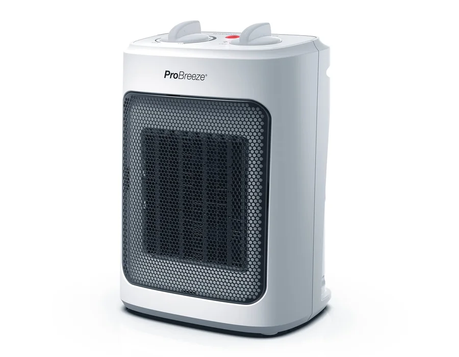 Pro Breeze Mini Calefactor Cerámico de 2000 W, 3 Niveles de Potencia y Modo Solo Ventilador. Pequeño Calentador Para Casa, Oficina, Escritorio, Dormitorio o Terraza – Blanco