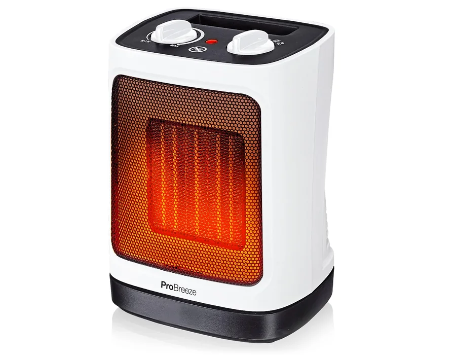Pro Breeze Calefactor electrico bajo consumo 2000W, Oscilación Automática, termostato y 2 Niveles de Potencia. Sistema antivuelco – Calefactor baño, habitaciones y oficinas – Blanc
