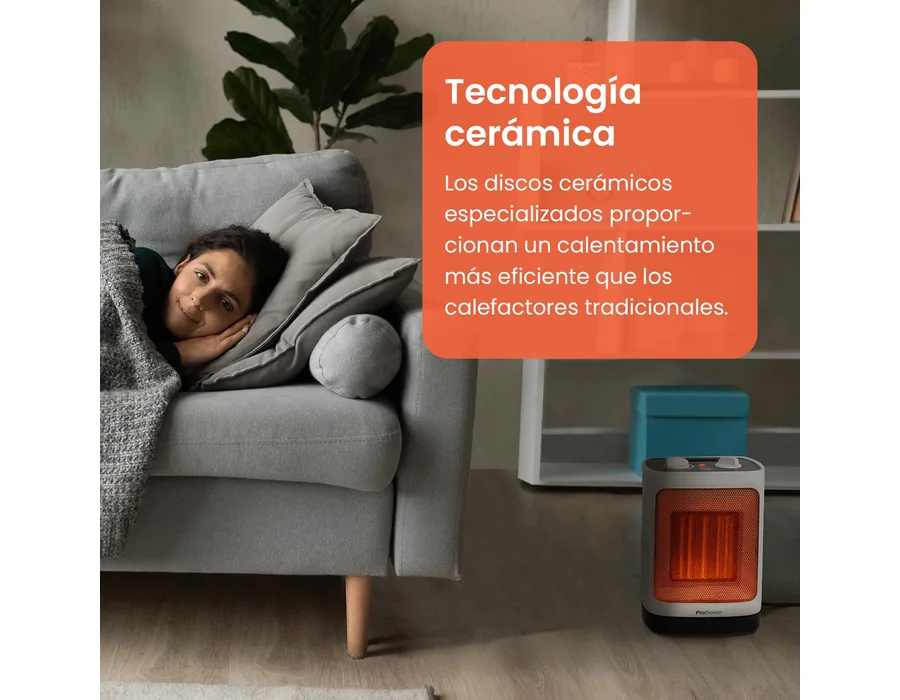 Pro Breeze Calefactor electrico bajo consumo 2000W, Oscilación Automática, termostato y 2 Niveles de Potencia. Sistema antivuelco – Calefactor baño, habitaciones y oficinas – Blanc foto 3