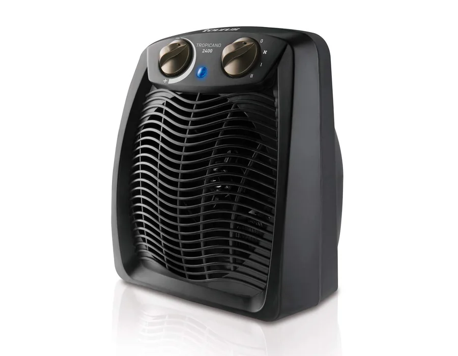 Taurus Tropicano 2400 Calefactor, termoventilador, 2 potencias de calor + ventilador, 2400W, asa de transporte, termostato ajustable, silencioso, diseño negro