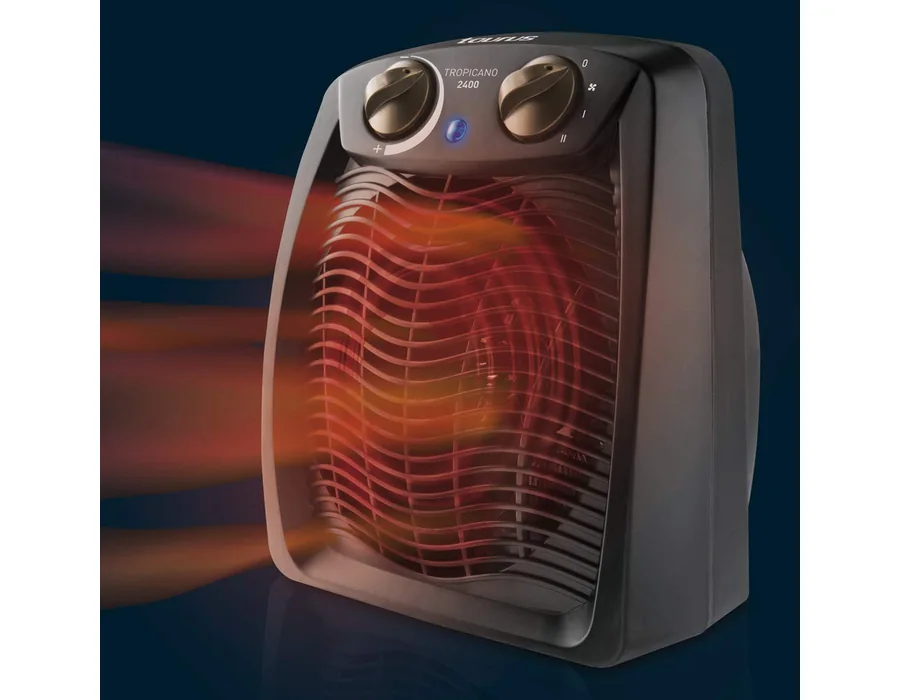 Taurus Tropicano 2400 Calefactor, termoventilador, 2 potencias de calor + ventilador, 2400W, asa de transporte, termostato ajustable, silencioso, diseño negro foto 2