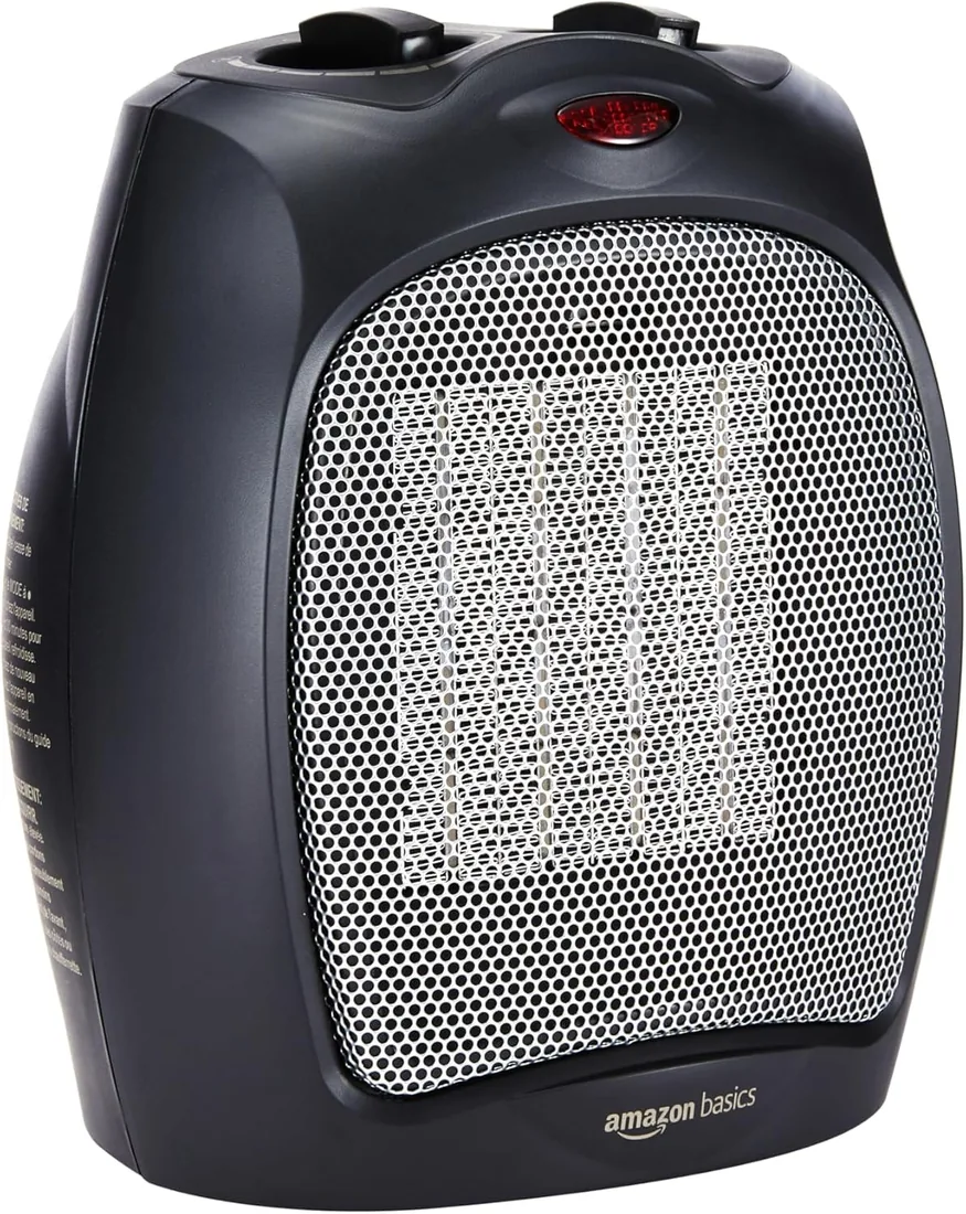 Amazon Basics Calefactor de cerámica, 1800 W, con termostato ajustable, Negro foto 2