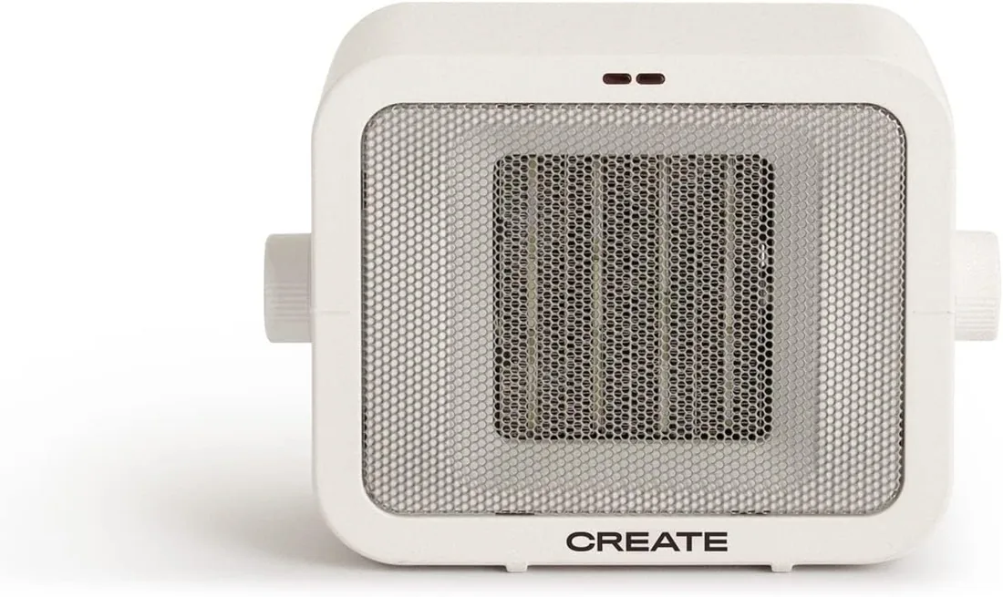 CREATE/WARM BOX/Calefactor Cerámico Blanco Hueso/Calefactor Portátil, Termostato Regulable, 2 Modos de Potencia, Calefactor de Aire Caliente PTC, Protección del Sobrecalentamiento, 1500W foto 2