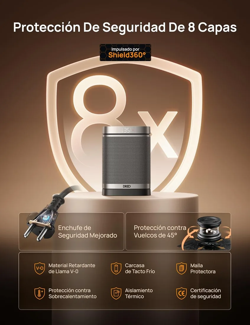 Dreo Calefactor Atom One, 3-Modos 3-Velocidades, 70°Oscilación, Calefactor cerámico de PTC con termostato, con termostato, temporizador 1-12H, Mando a distancia, Modo ECO-Ahorro de energía foto 3