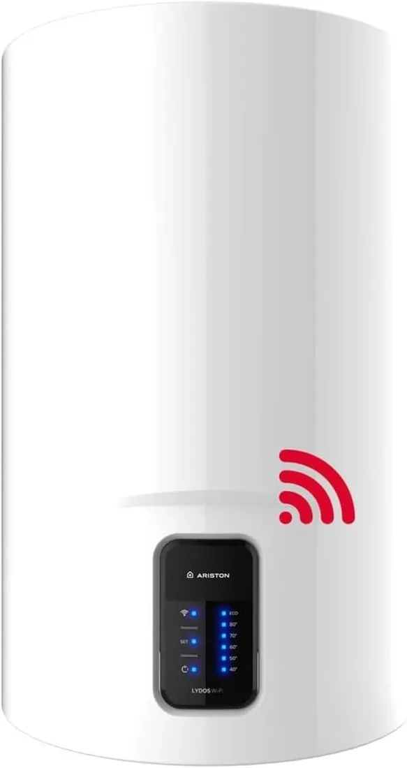 Ariston Lydos Wifi - Termo Eléctrico 50 Litros Vertical, Calentador de Agua con Wifi, Control Remoto App, Compatible con Alexa y Tecnología WaterPlus - Servicio Post-Venta solo Disponible en España
