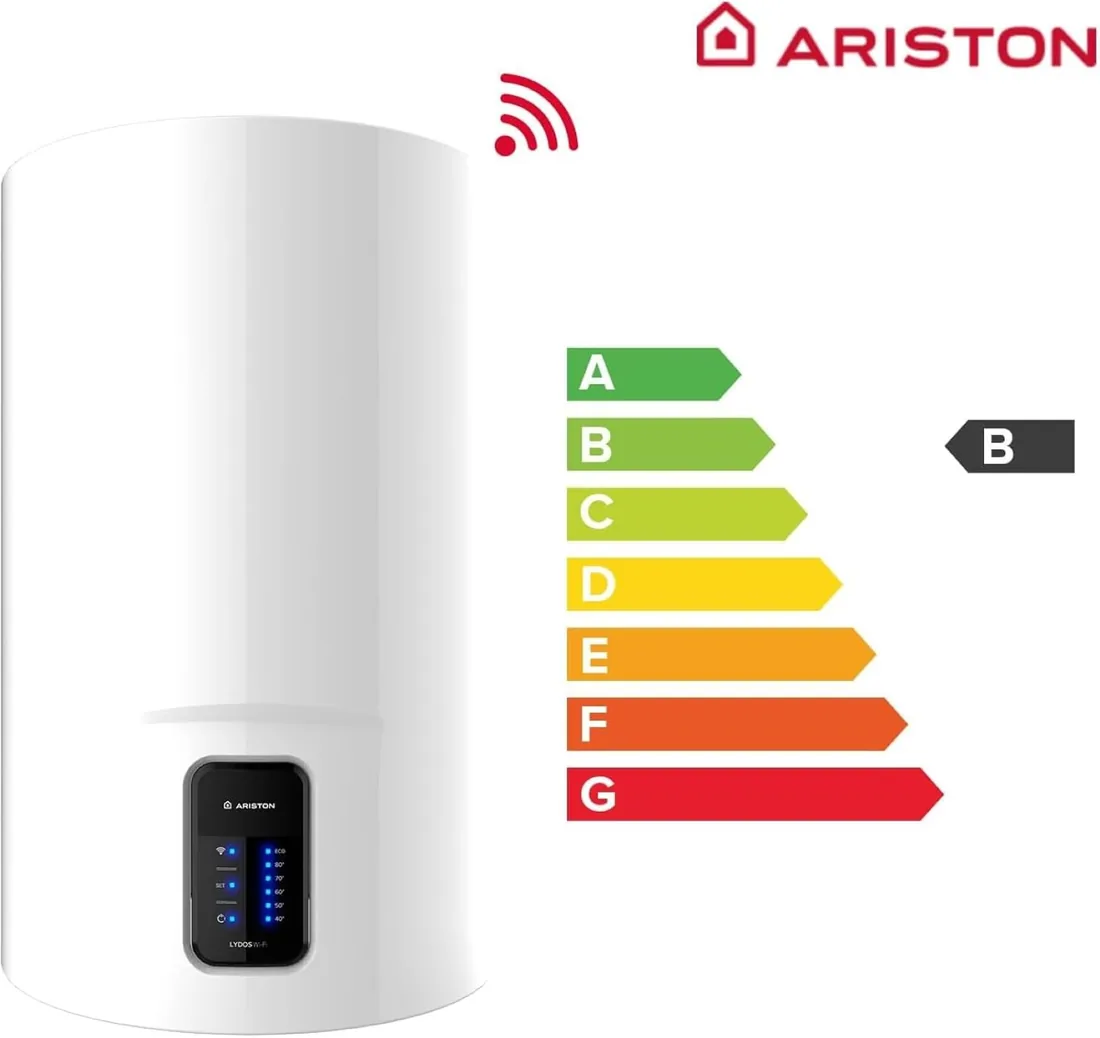 Ariston Lydos Wifi - Termo Eléctrico 50 Litros Vertical, Calentador de Agua con Wifi, Control Remoto App, Compatible con Alexa y Tecnología WaterPlus - Servicio Post-Venta solo Disponible en España foto 2