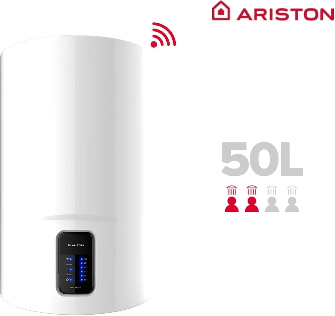 Ariston Lydos Wifi - Termo Eléctrico 50 Litros Vertical, Calentador de Agua con Wifi, Control Remoto App, Compatible con Alexa y Tecnología WaterPlus - Servicio Post-Venta solo Disponible en España foto 3