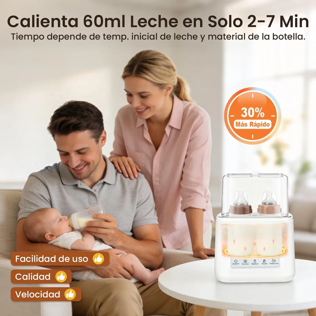 Calienta Biberones Doble, 10 en 1 Esterilizador Biberones, Calienta/Descongela Leche Materna y Purés, Control Preciso de Temperatura, con Pantalla LCD, Temporizador, Apagado Automático (Blanco) foto 2