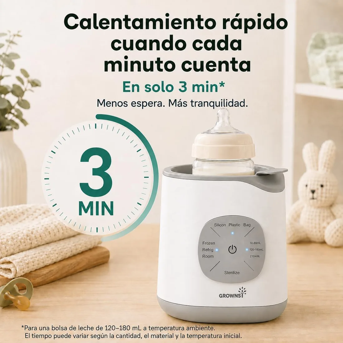 Calienta Biberones Inteligente, calentador de leche rápido preprogramado con control de temperatura, descongelación suave, calienta comida para bebé y esterilizador de vapor, para leche materna foto 3