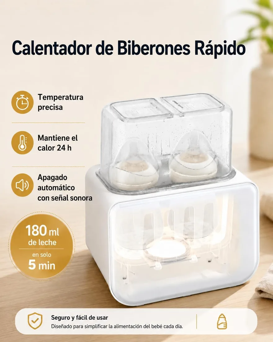 Grownsy Calienta Biberones Doble Bebé 9 en 1 con Esterilizador | Control Preciso de la Temperatura con Pantalla LCD, Mantiene el Calor 24 h, Descongelación y Calienta Potitos, sin BPA foto 2