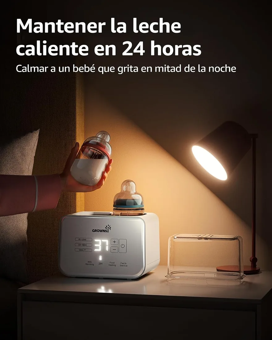 Grownsy Calienta Biberones Doble Bebé 9 en 1 con Esterilizador | Control Preciso de la Temperatura con Pantalla LCD, Mantiene el Calor 24 h, Descongelación y Calienta Potitos, sin BPA foto 3