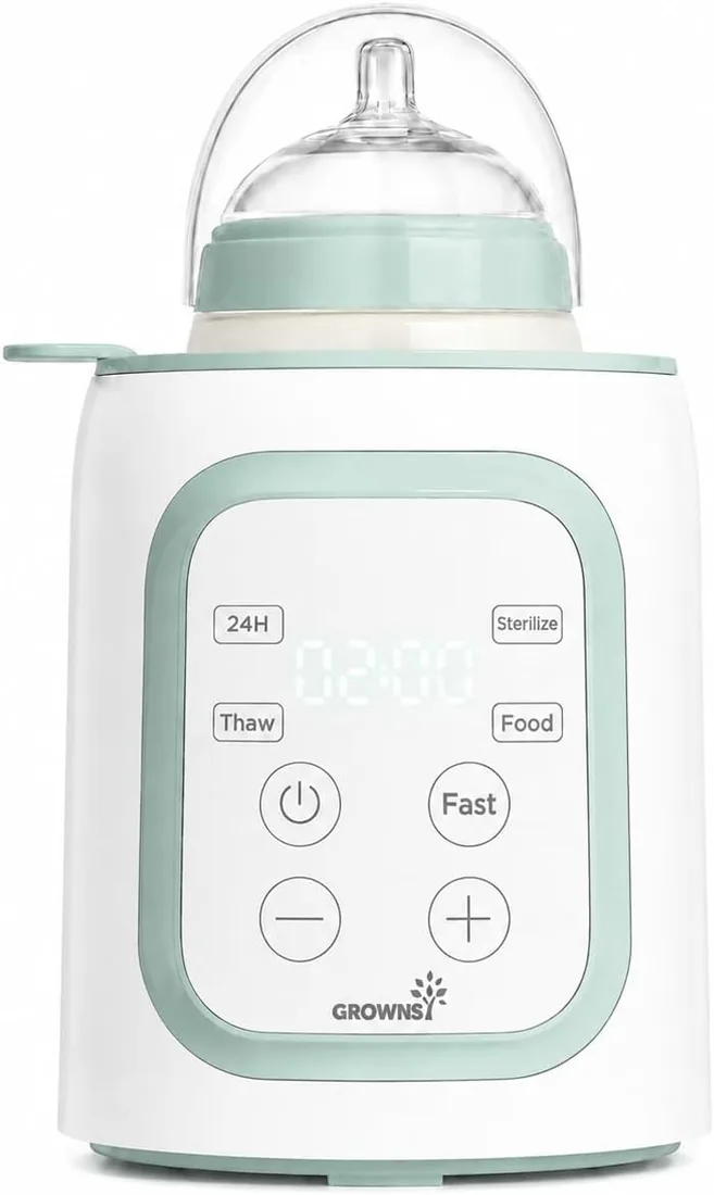 GROWNSY Calienta Biberones para Bebé, Rápido y Preciso | 10 en 1: baño maría suave para leche materna, descongelar, mantener caliente, esterilizar al vapor y apagado automático.