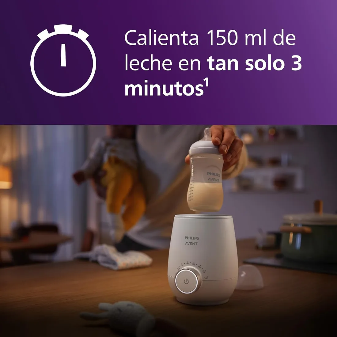 Philips Avent Premium Calientabiberones rápido- Control de temperatura inteligente, calienta uniformemente sin puntos calientes, sistema al baño maría de calidad hospitalaria, SCF358/00 foto 2
