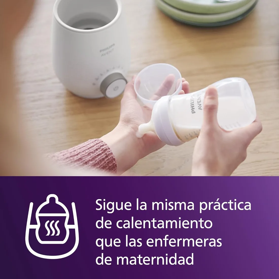 Philips Avent Premium Calientabiberones rápido- Control de temperatura inteligente, calienta uniformemente sin puntos calientes, sistema al baño maría de calidad hospitalaria, SCF358/00 foto 3