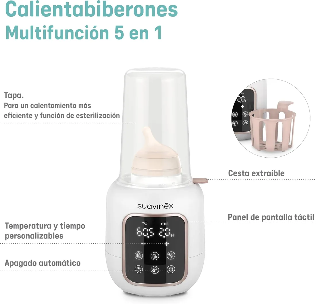 Suavinex, Calientabiberones y Esterilizador 2 en 1, Esteriliza Biberones y Chupetes, Calienta y Descongela Biberones, Leche Materna y Potitos, con Modo Rápido y Apagado Automático, Fácil de Usar foto 2