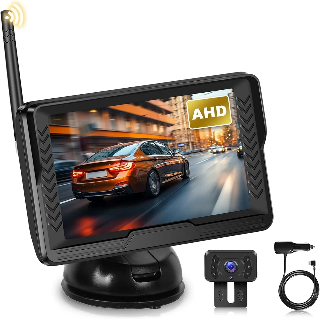 Hodozzy Cámara Marcha Atrás Digital Inalámbrica con Monitor IPS de 5 Pulgadas y Cámara AHD, Cámara Visión Trasera Inalámbrica de Visión Nocturna Impermeable IP69 Cámara Trasera 12V para Coche foto 3
