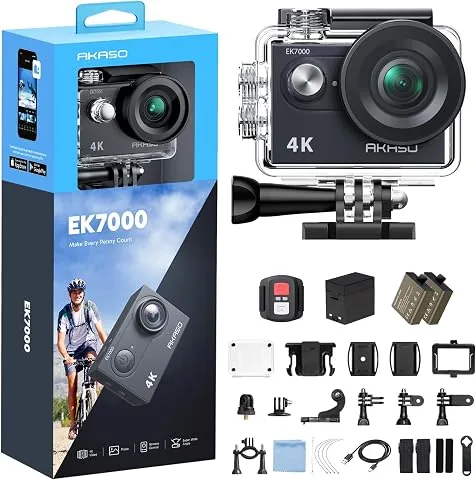 AKASO EK7000 Cámara Deportiva 4K 20MP WiFi Cámara de Acción, Color Negro | Cámara Sumergible Acuática 30M con Estabilizaci foto 3