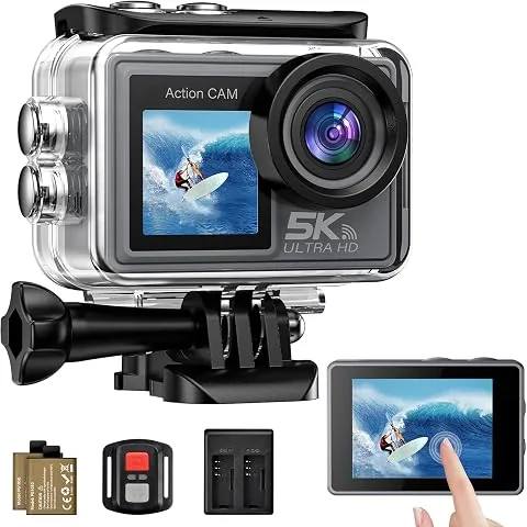 Cámara Deportiva 5K/4K 50MP - Cámara Subacuática 30M, Estabilizador EIS, WiFi, 2 Baterías, Gran Angular 170°, Control Remoto, Ideal para Buceo, Casco Camara Moto- Sin Tarjeta MicroSD foto 3