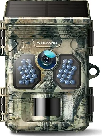 WOLFANG Cámara de Caza Solar 4K 48MP, Camara Fototrampeo con Visión Nocturna, Disparo de 0.1 s, IP66 Impermeable, Camara Caza para Monitoreo de Vida Silvestre foto 3