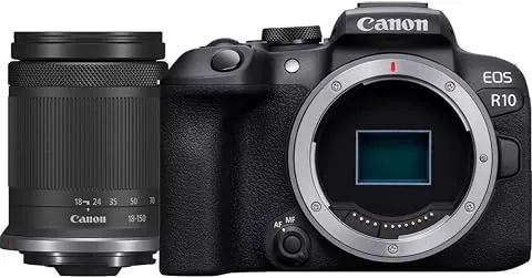 CANON EOS R10 Cámara Mirrorless + Objetivo RF-S 18-150 mm F4.5-6.3 IS STM, Cámara Evil APS-C (24,2 MP) -4 EV, Vídeo 4K 60 fps, Dual Pixel CMOS AF II, Pantalla Táctil de Ángulo Variable, Negro