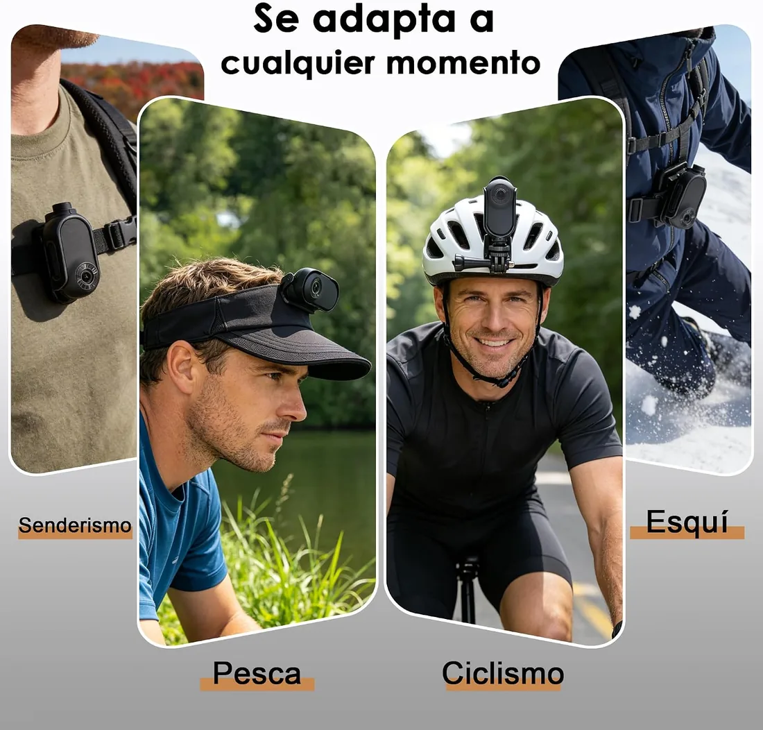 Mini Camara Deportiva, 26g Thumb Magnético Action CAM, Negromate | Pantalla LCD de 1",para Casco Bicicleta, Casco Moto, Vlogging, Grabación, POV, Senderismo, Viajes, Registro diario y deportes foto 3