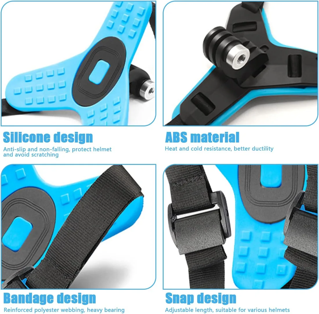 Soporte para Casco de Motocicleta, Soporte de Correa para Casco de Motocicleta, Ajustable, Soporte Camara Casco Moto Compatible con GoPro y la Mayoría de Cámaras de Acción foto 3