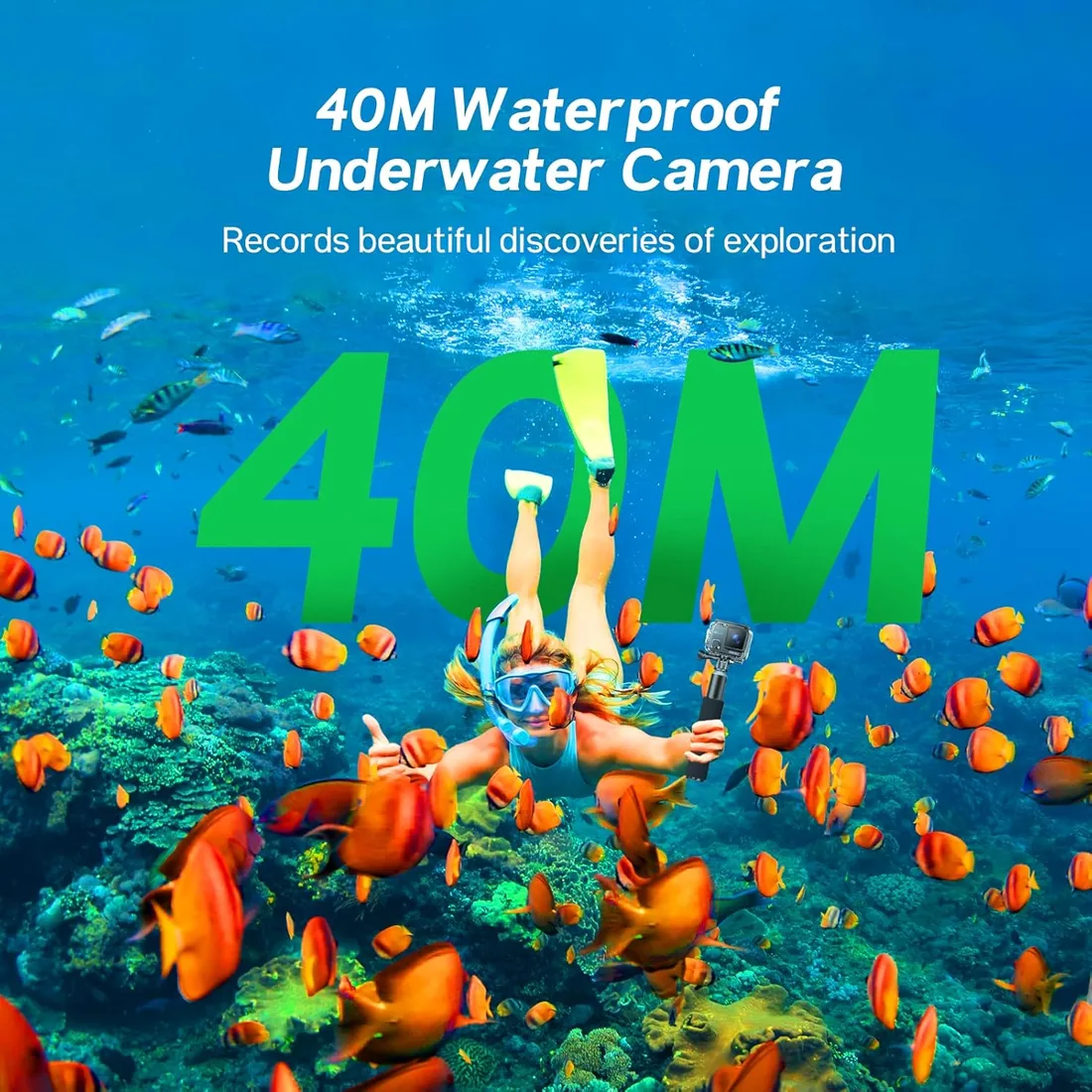 Surfola Cámara Deportiva 4K 30FPS, 20MP Videocámara de Casco WiFi con EIS Antivibración, Subacuática Buceo 40M con Micrófono Dual, Control Remoto, 2 Baterías, Varios Accesorios foto 2