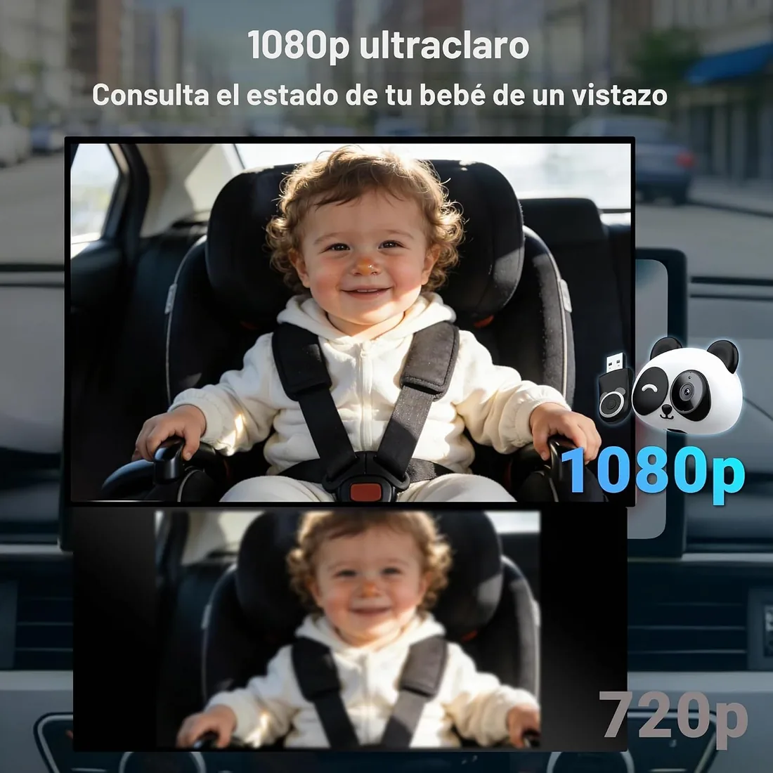 MINIX CA520 CarPlay Inalámbrico Cámara Bebé Coche para iPhone Solo (no Android Auto), Monitor Bebé Asiento Trasero 1080P, Visión Nocturna, Ángulo Amplio 150°, Baja Latencia para CarPlay cable original foto 3