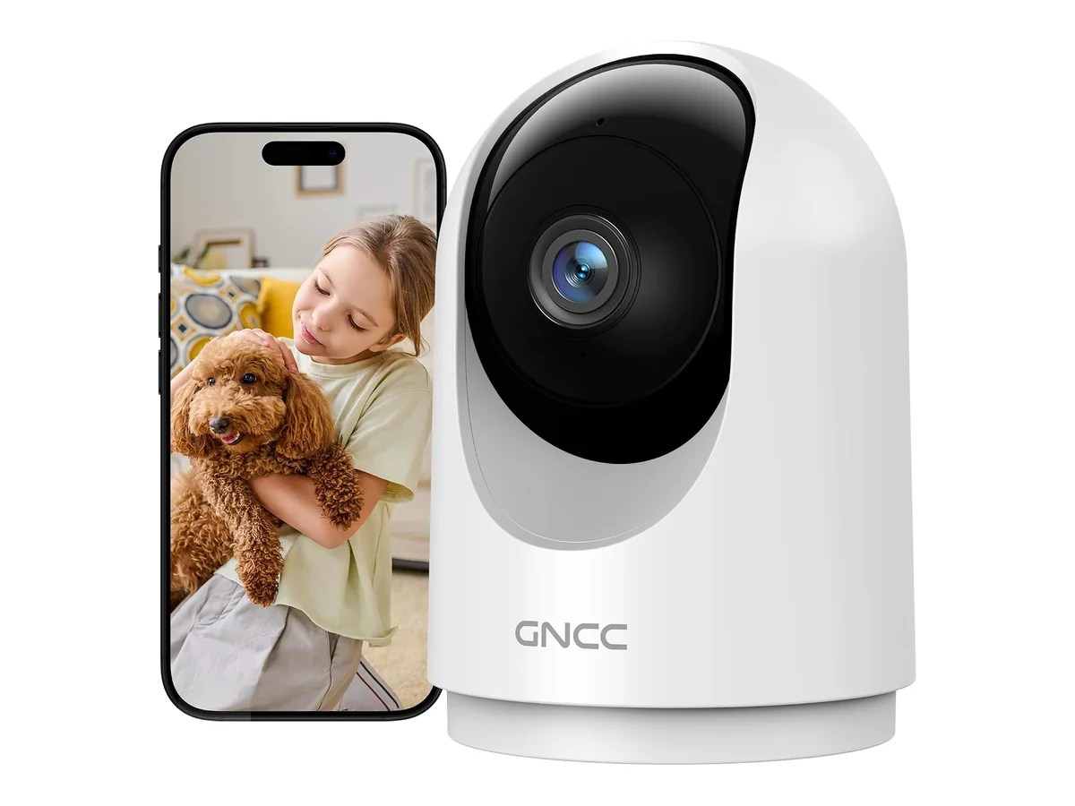 GNCC Cámara Vigilancia WiFi Interior 2K 3MP 2.4/5GHz Visión Nocturna 1 Pack