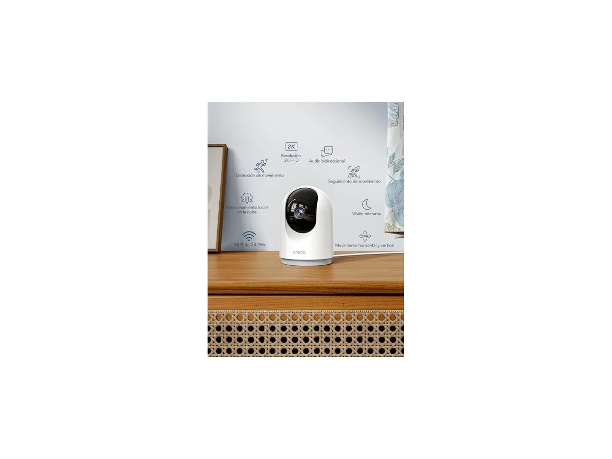 GNCC Cámara Vigilancia WiFi Interior 2K 3MP 2.4/5GHz Visión Nocturna 2 Pack foto 3