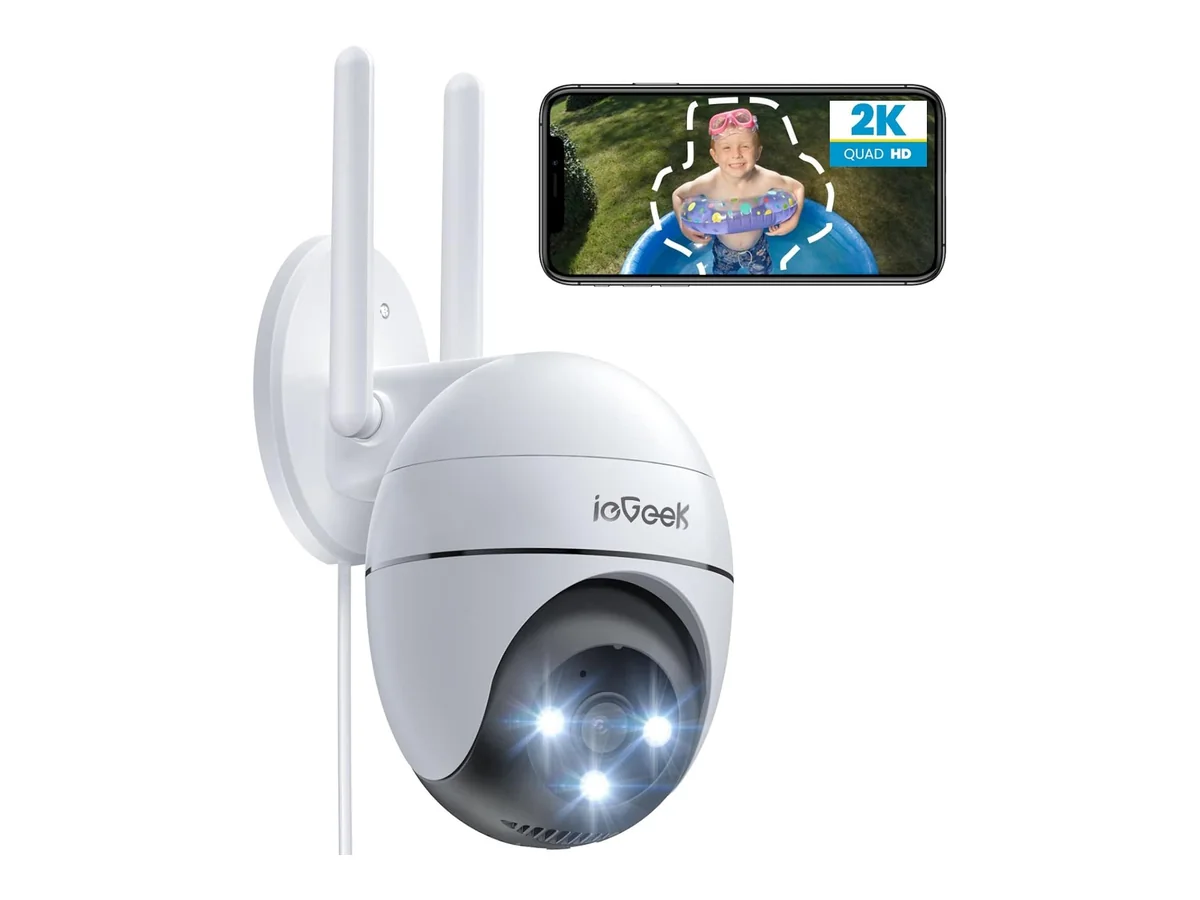 ieGeek 2K Camara Vigilancia WiFi Exterior con Eléctrico, PTZ 355°, Detección de Humano, Seguimiento…