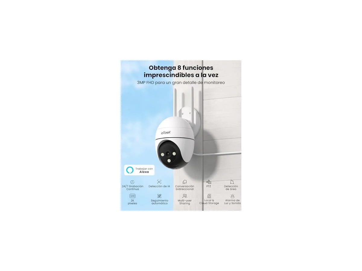 ieGeek 2K Camara Vigilancia WiFi Exterior con Eléctrico, PTZ 355°, Detección de Humano, Seguimiento… foto 3