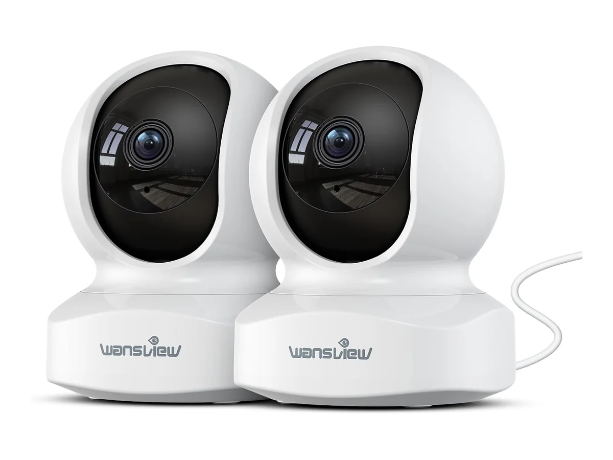 wansview 2K Cámara Vigilancia WiFi Interior 360° Auto Seguimiento, 2 Pack
