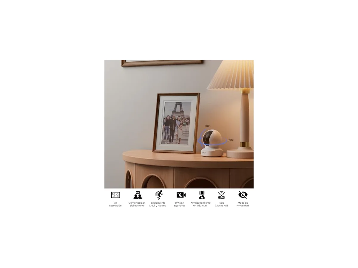 wansview 2K Cámara Vigilancia WiFi Interior 360° Auto Seguimiento, 2 Pack foto 3