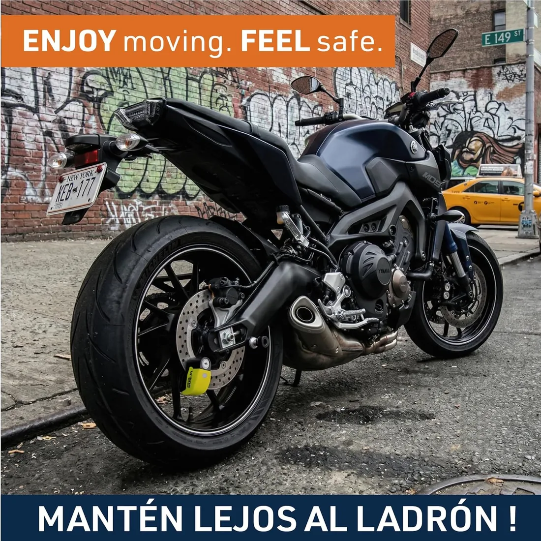URBAN UR6 Candado Moto con Alarma Inteligente | Antirrobo Disco Más Eficaz | Hi-Tech, 120db, LED, Warning Sensibilidad A+, Pila CR2 Larga Duración, Impermeable, Pinza 6mm Universal Scooter Bici foto 2