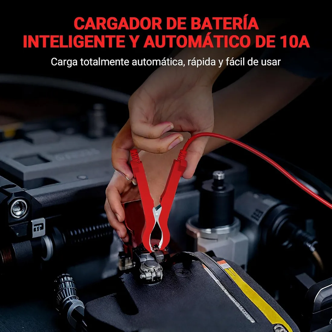 Cargador Baterias Coche y Moto 10A 12V para Auto,Moto,Camión,AGM,SLA,Gel | Pantalla LCD con Monitorización,Reparación por Pulsos,Protección Múltiple ,Para Coches, Motos, SUV, Furgonetas foto 3