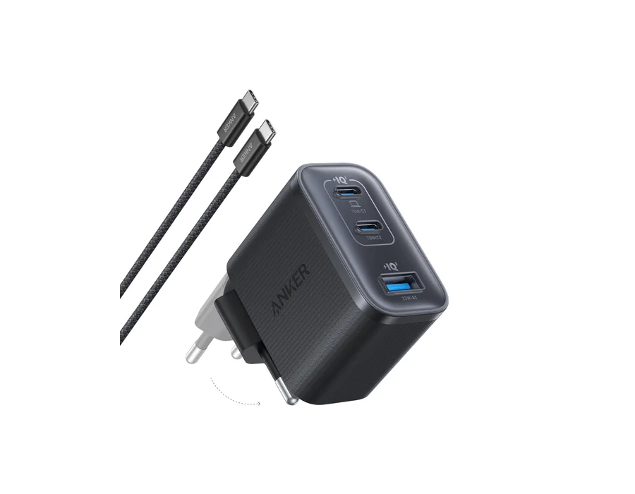Anker Nano Cargador USB C 70W con 3 Puertos Plegable GAN